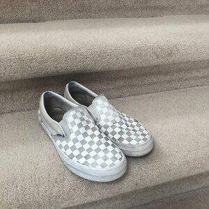 Women's Size 8.5 Checkered Tan Slip On Classic